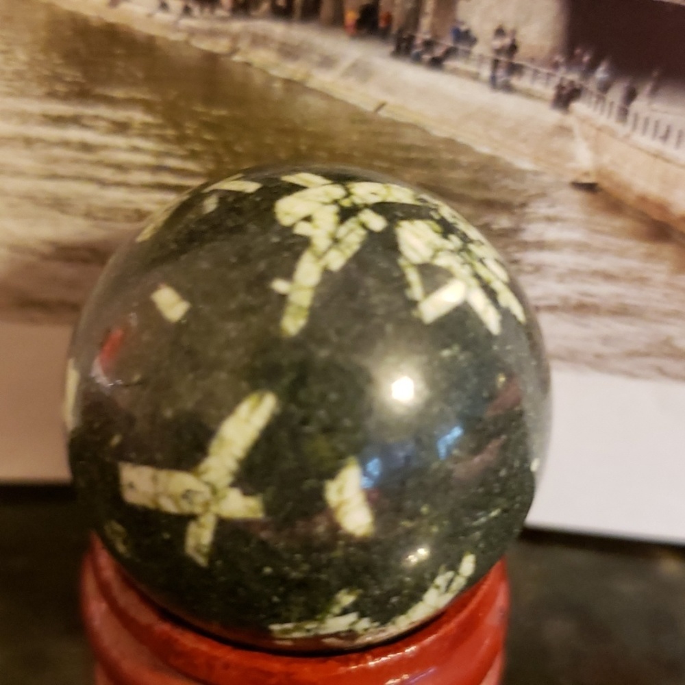Plum blossom jade globe sphere 30mm